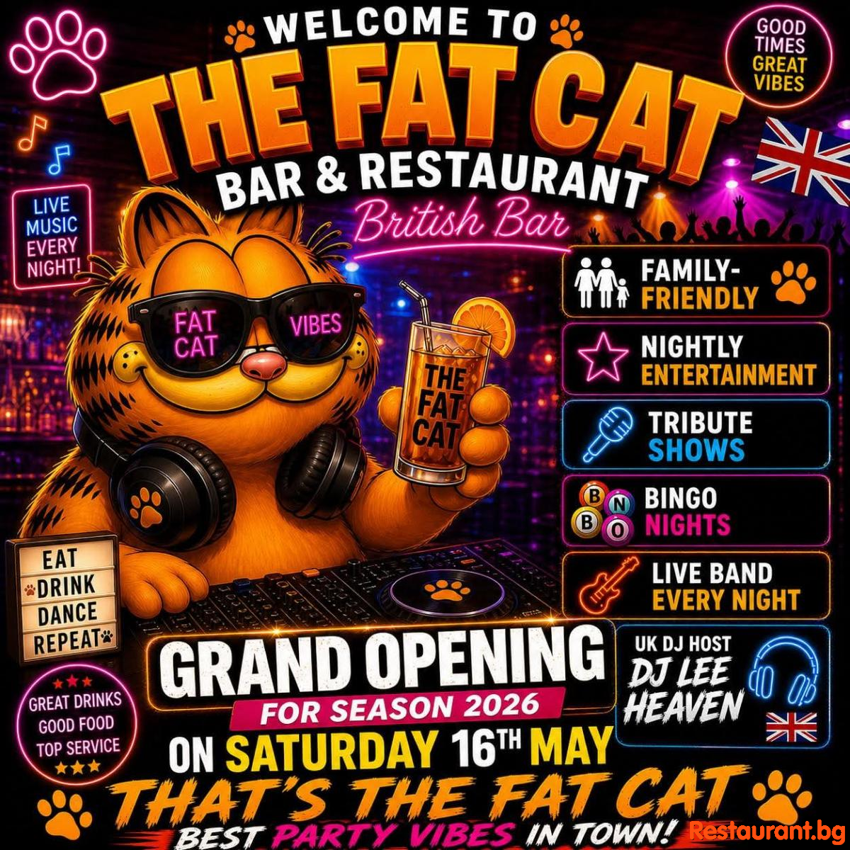 The Fat Cat Sunny Beach - GRAND OPENING – SEASON 2026 !