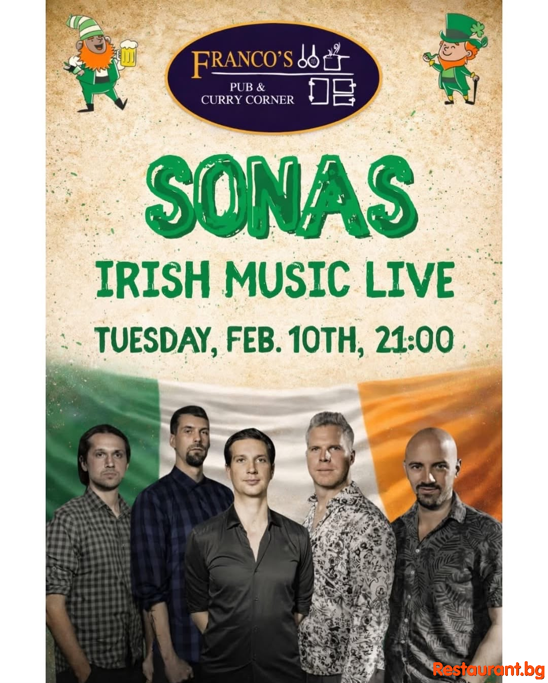 IRISH NIGHT at Franco’s Pub & Curry Corner Borovets ! IRISH NIGHT at Franco’s Pub & Curry Corner Borovets !