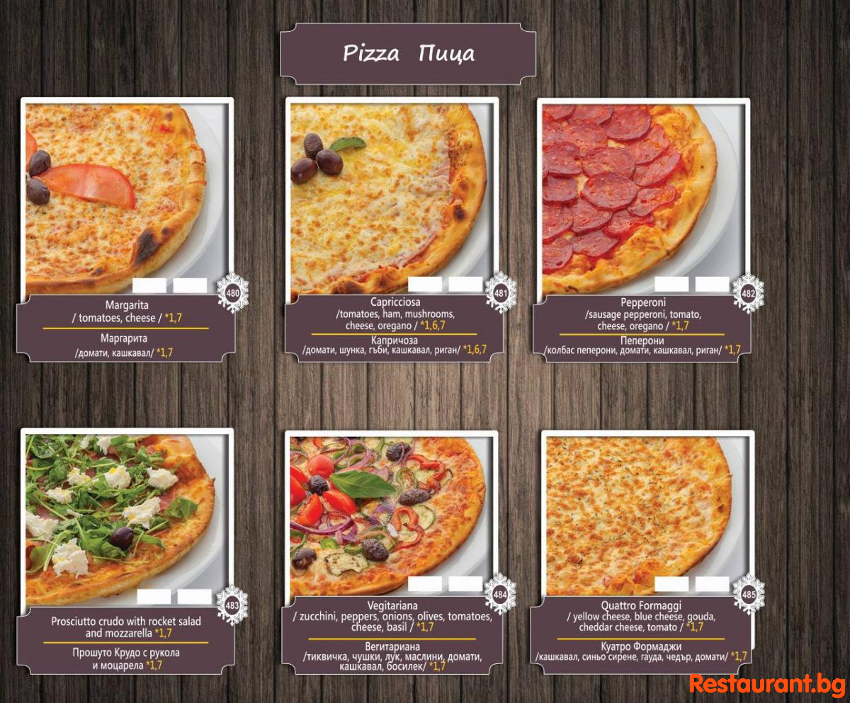 Menu THE BEARS Bansko