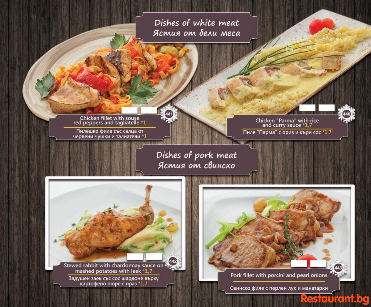 Menu THE BEARS Bansko
