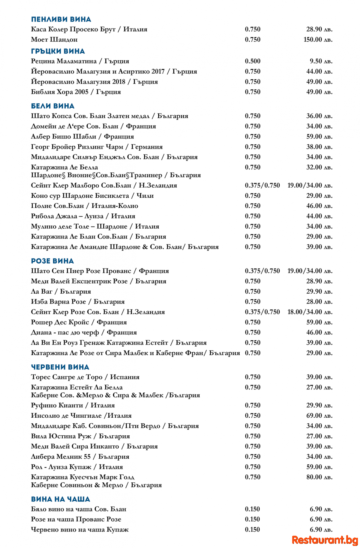 Menu NAMOOS MAXI